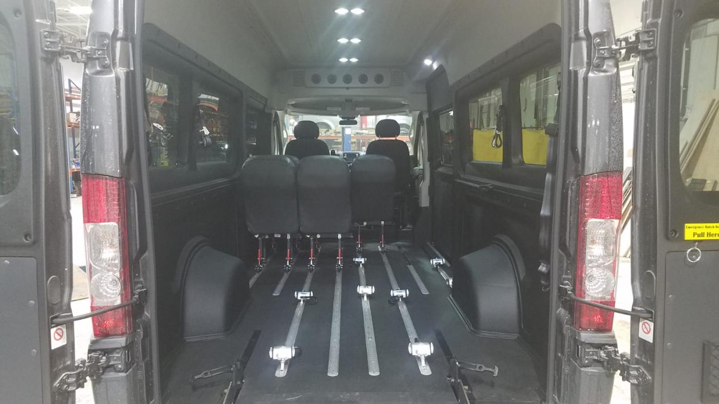 Interior Rear View of 2018 DODGE RAM PROMASTER with REV AIRRIDE CONVERSION